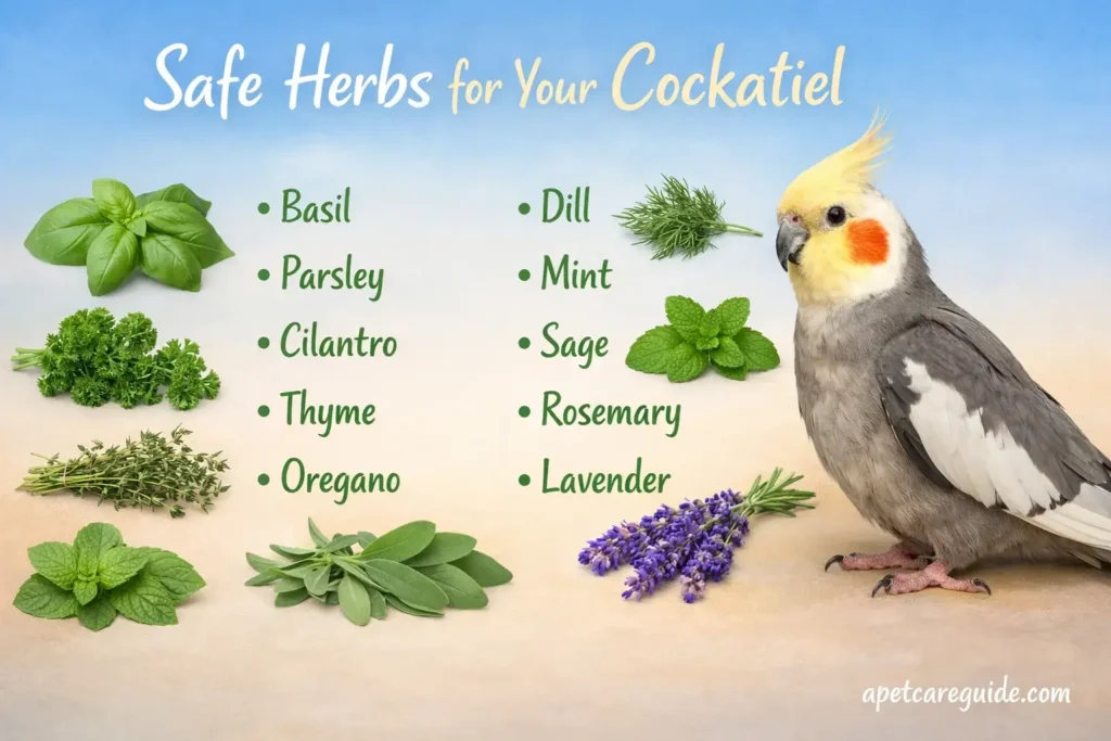 safe herbs for cockatiel