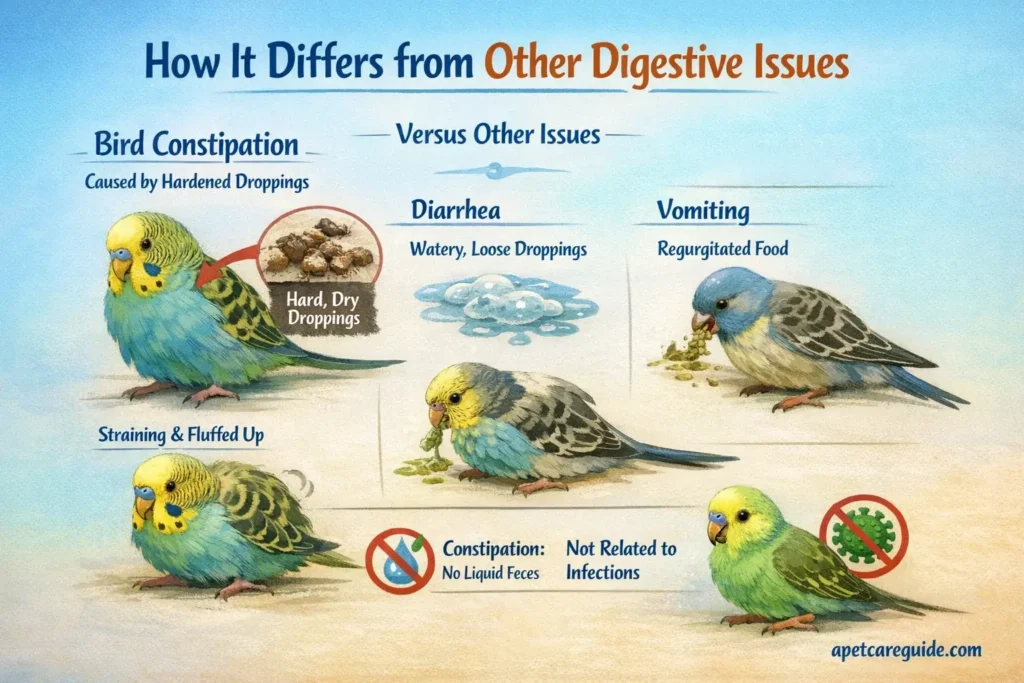 How Bird Constipation Differs from Other Digestive Issues